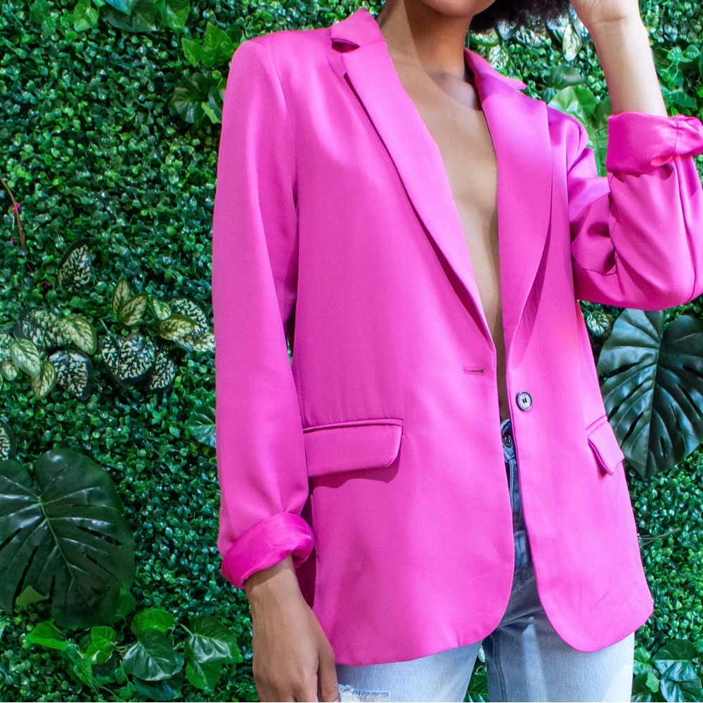ultimate oversized grandad blazer in hot pink.